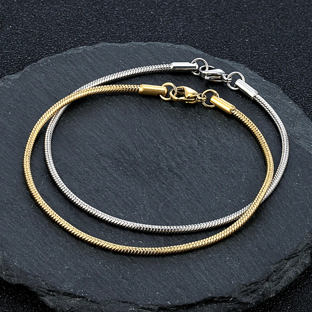 MKENDN Simple Style Mens Bracelet 1mm Thin Silver Snake Bracelet Chain Snake Chain Mens Women Couple Lover Jewelry Gifts