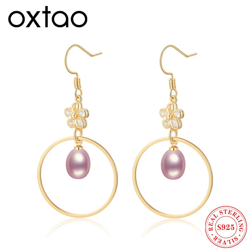 Boucles d'oreilles pendantes en perles d'eau douce véritables, motif fleurs, pour femme. Bijou fantaisie, accessoire raffiné pour une fête d'anniversaire.