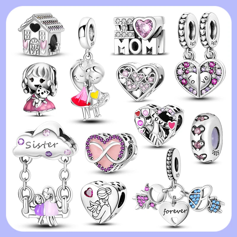 New 925 Sterling Silver Charm Love Heart Warm Family Series Beads Fit Original Charms Bracelets Pendant DIY Jewelry Gift - Madeinsea©