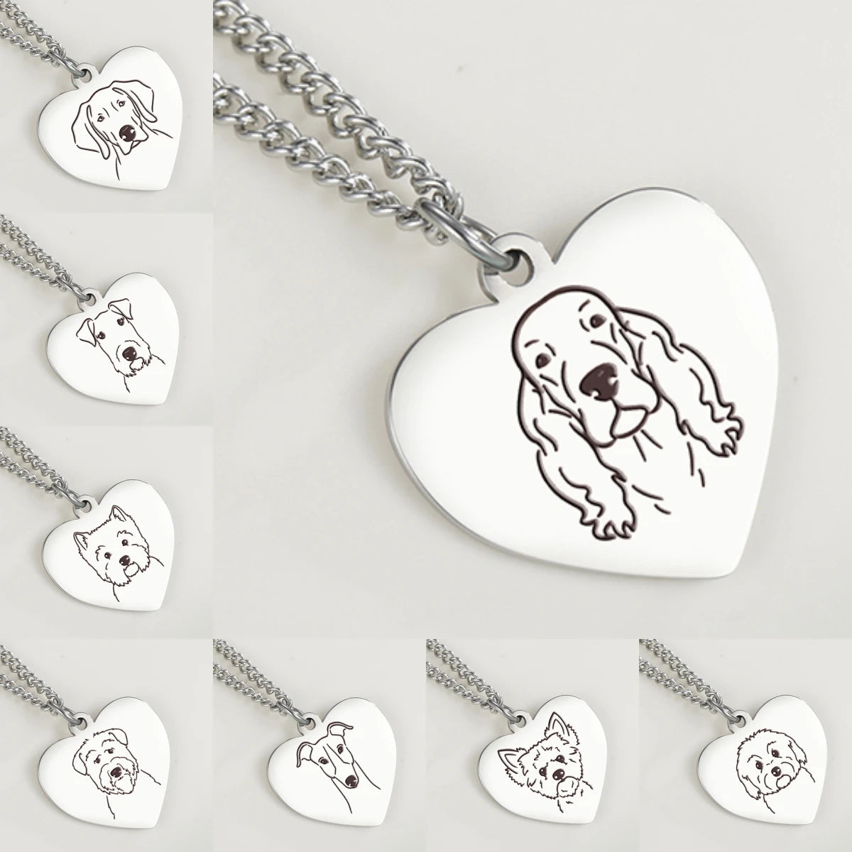 Dreamtimes Pet Dog Pendant Necklace Cute Schnauzer Hound Stainless Steel Animal Necklaces For Women Men Jewelry Accessories Gift