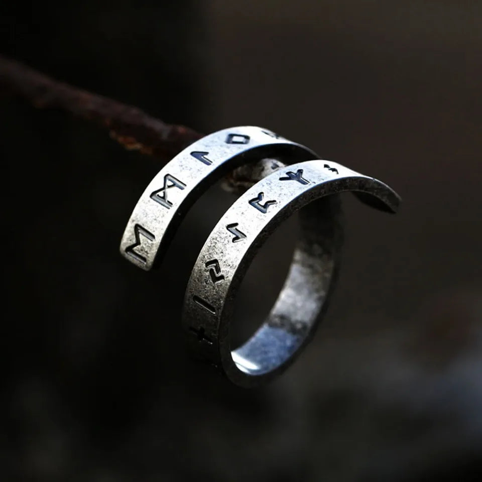 Simple Creative Design Viking Rune Ring For Men Women Stainless Steel Punk Biker Opening Rings Fashion Vintage Jewelry Wholesale