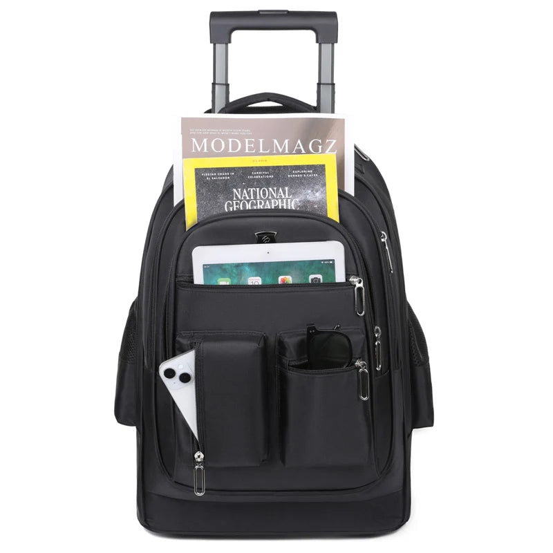 Large Capacity Travel Backpack With Wheels Hidden Pull Rod Waterproof Carry On Luggage Weekend Travel Bag For Men Business Trip - Madeinsea©