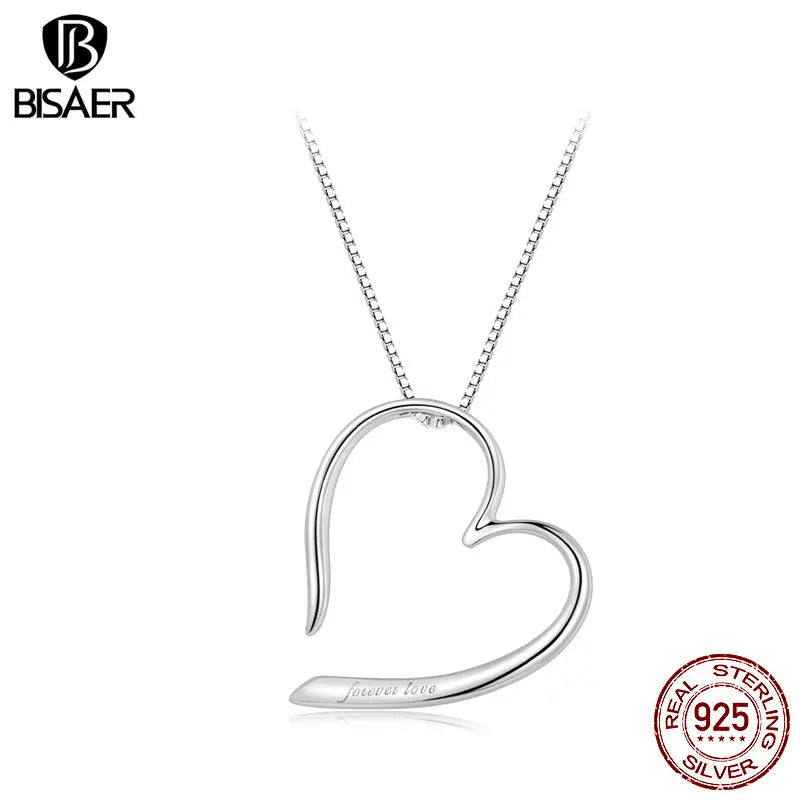 BISAER 925 Sterling Silber Magisches Herz Halskette Anhänger Verstellbare Kette Vergoldet Platin für Frau Party Edlen Schmuck EFN341