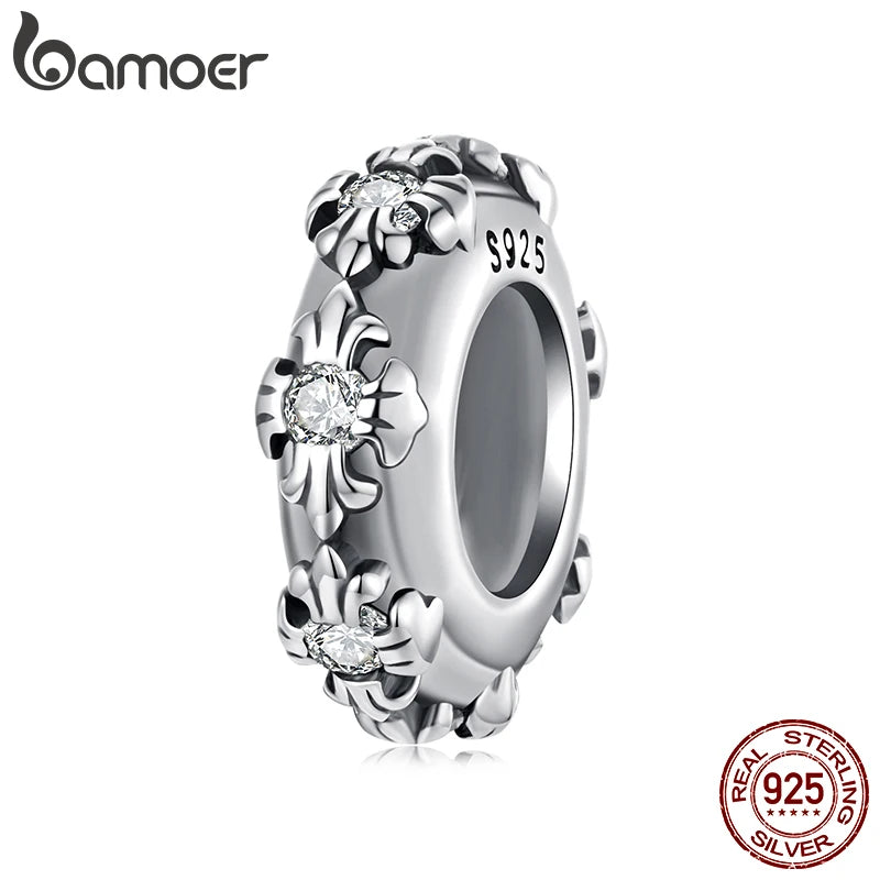 BAMOER 925 Sterling Silber Vintage Kreuz Silikon Stopper Perlen passend für Original Armbänder DIY Schmuck Zubehör bamoer Perlen