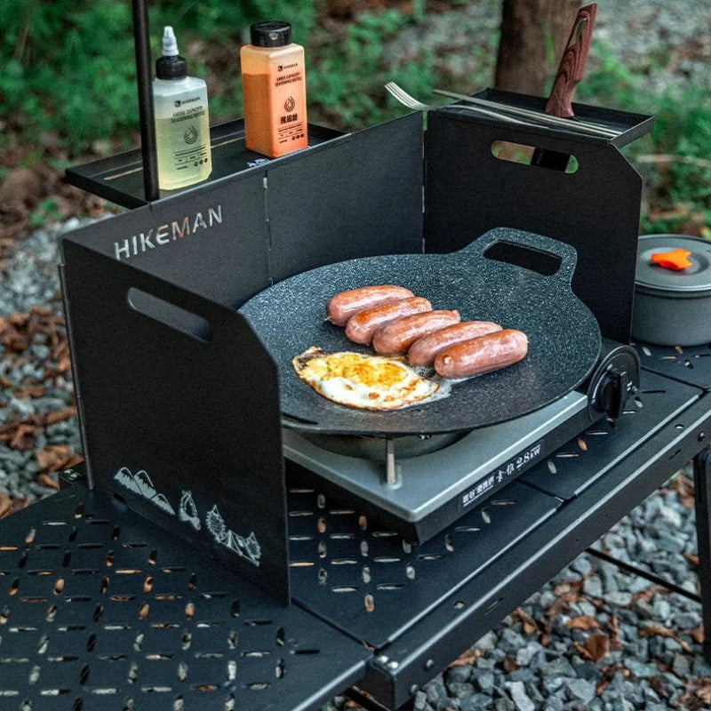 Panneau coupe-vent pour poêle d'extérieur IGT Table de rangement pliable et portable Housse coupe-vent Type de carte de camping Pare-vent pour poêle à gaz