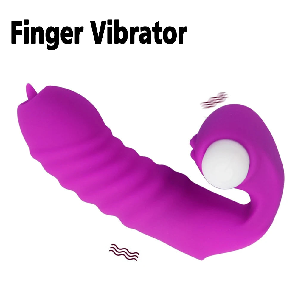 Finger Sleeve Vibrator Female Masturbator Clit Stimulate Tongue Licking Massager Erotic Exotic Accessories Sex Toys For Women 18