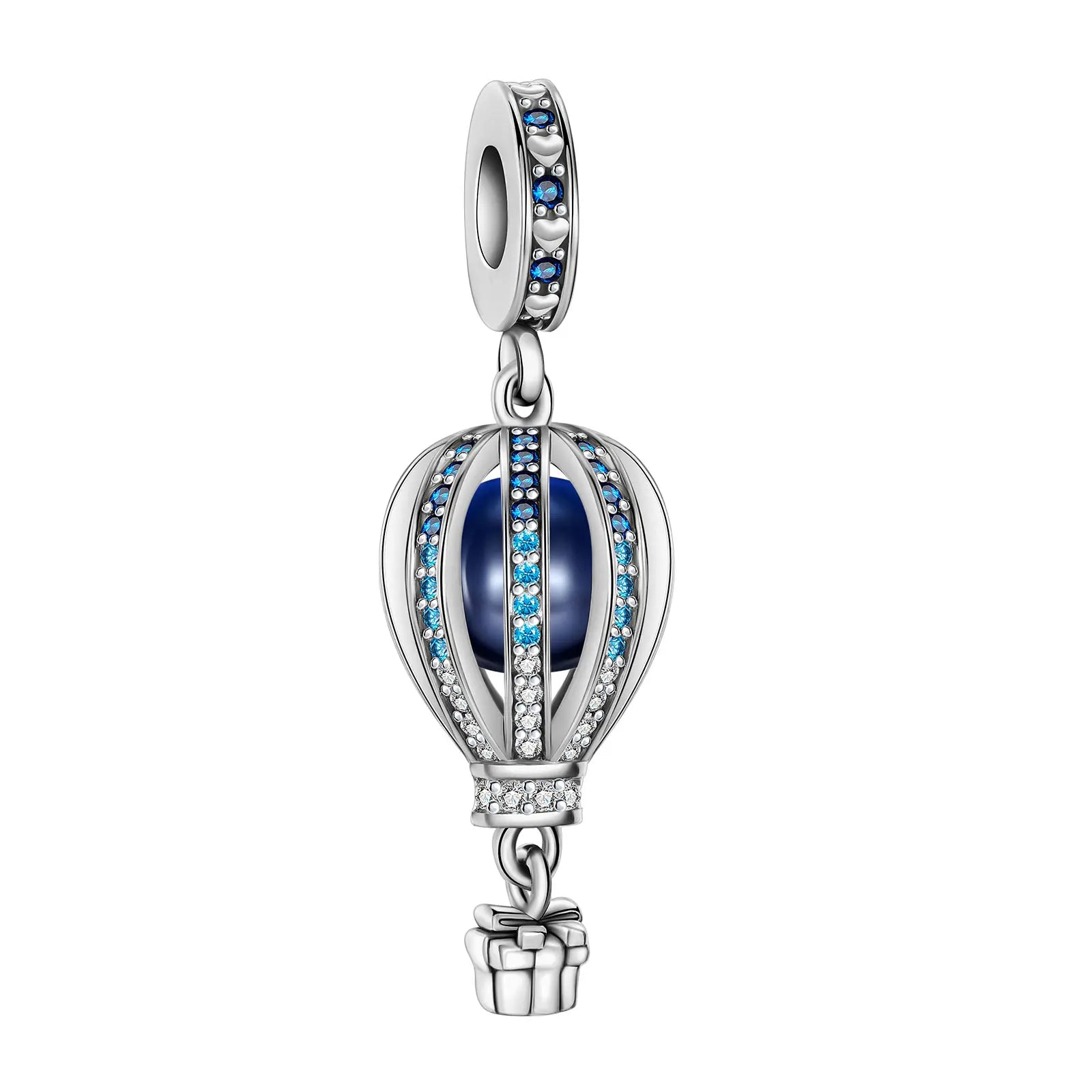 925 Sterling Silver Blue hot air balloon Gift Charm Fit Original Pandora Charms Bracelets Women DIY Jewelry Gift