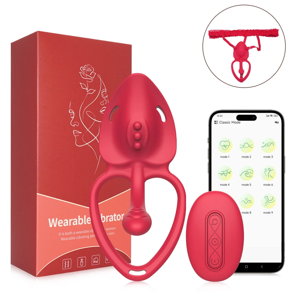 App Control Wearable Panty Vibrator Female 9 Vibration with Wireless Control Penis Ring Clitoral Stimulator Adult Sexy Toys 18+