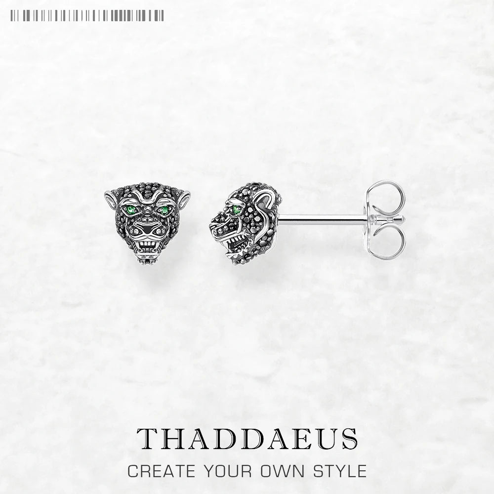 Ear Studs Black Cat Earring Europe Style Fashion Jewerly For Women Men Vintage Gift In 925 Sterling Silver