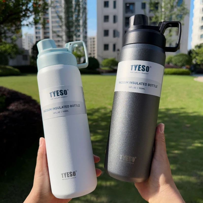 TYESO Insulated Water Bottle Stainless Steel Vacuum Flask for Outdoor Sports Gym Travel Hot/Cold Retention Leak-Proof Portable
