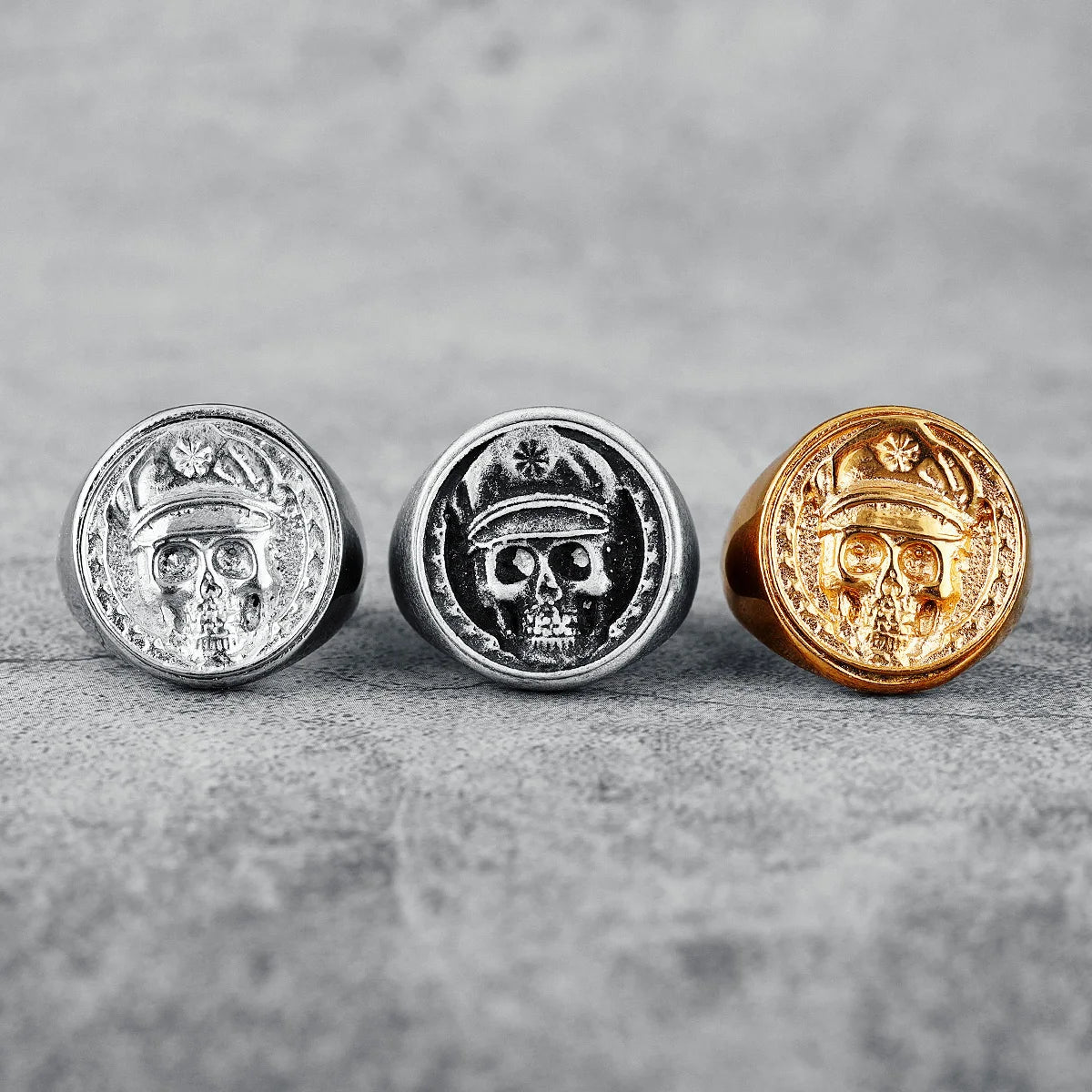 Militärmützenringe 316L Edelstahl Männer Soldatenring Rock Rap Punk Party für Biker Männlicher Freund Schmuck Bestes kreatives Geschenk