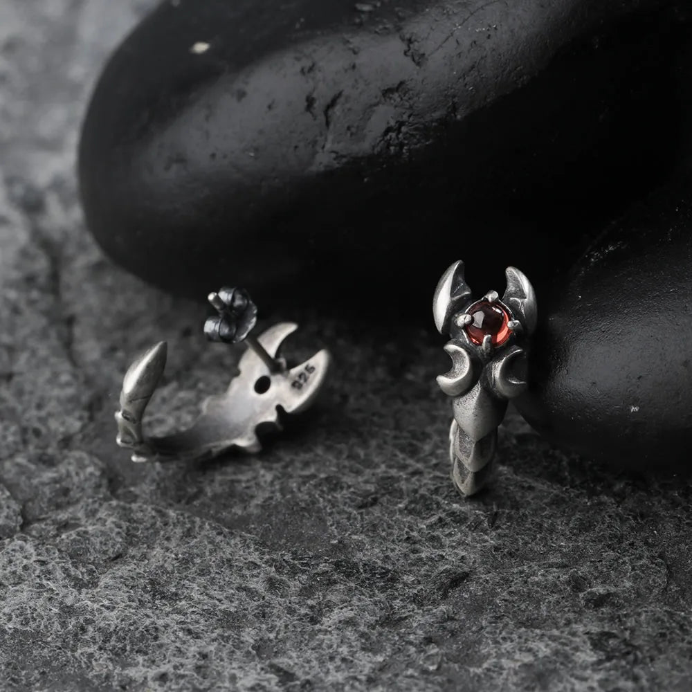 MKENDN 925 Sterling Silber Vintage Skorpion Ohrstecker für Damen, Herren und Mädchen, Tiermotiv, Punk-Schmuck, hypoallergene Ohrringe