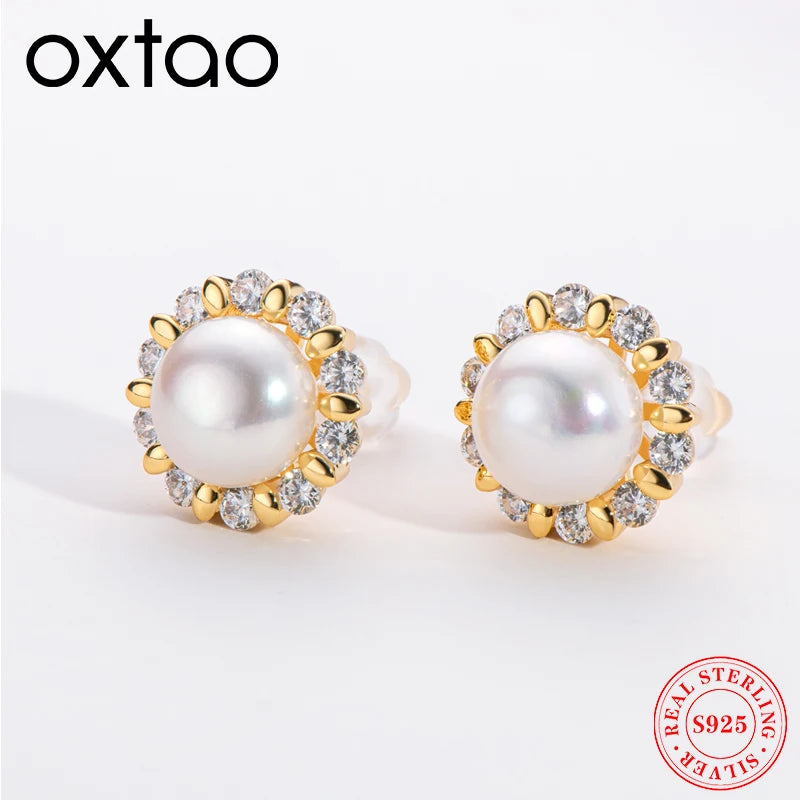 OXTAO Real Natural Freshwater Pearl Fashion Ladies Elegant Earring Jewelry Valentine's Day Girlfriend Birthday Wedding Gift