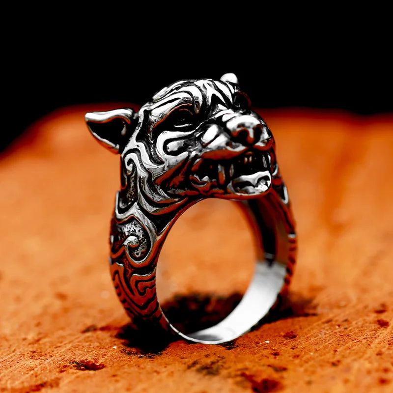 BEIER 2024 Nouveau Style 316L Acier Inoxydable Tigre Bague Animal Lourd Bijoux Pour Hommes Hiphop Rétro Bague Homme