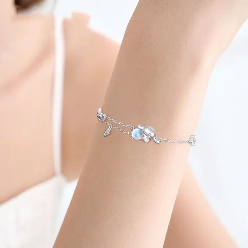 Anime Kawaii Cinnamoroll Ins Fashion 925 Silver Bracelet Female Sweet Cute Luxury Hand Decoration Y2k Gifts for Girls
