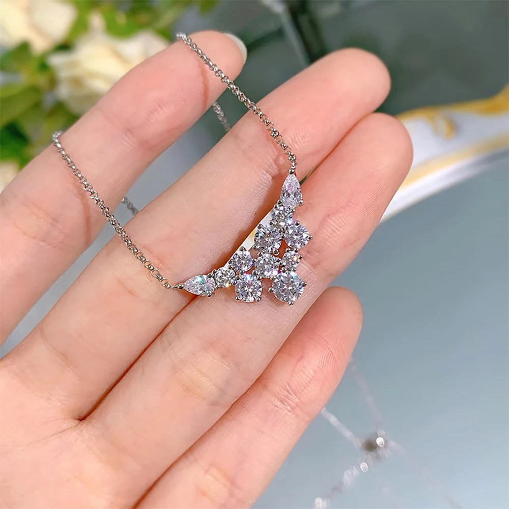 Serenity 4.8ct D Color Moissanite Necklace Women Bridal Gift 100% S925 Sterling Silver Sparkling Lab Diamond Pendant Neck Chain - Madeinsea©