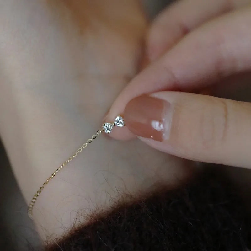 925 Sterling Silber plattiert 14 Karat Gold glänzend Zirkon Schleife Armband für Frauen koreanisches Temperament exquisite Handgelenk Schmuck Geschenk