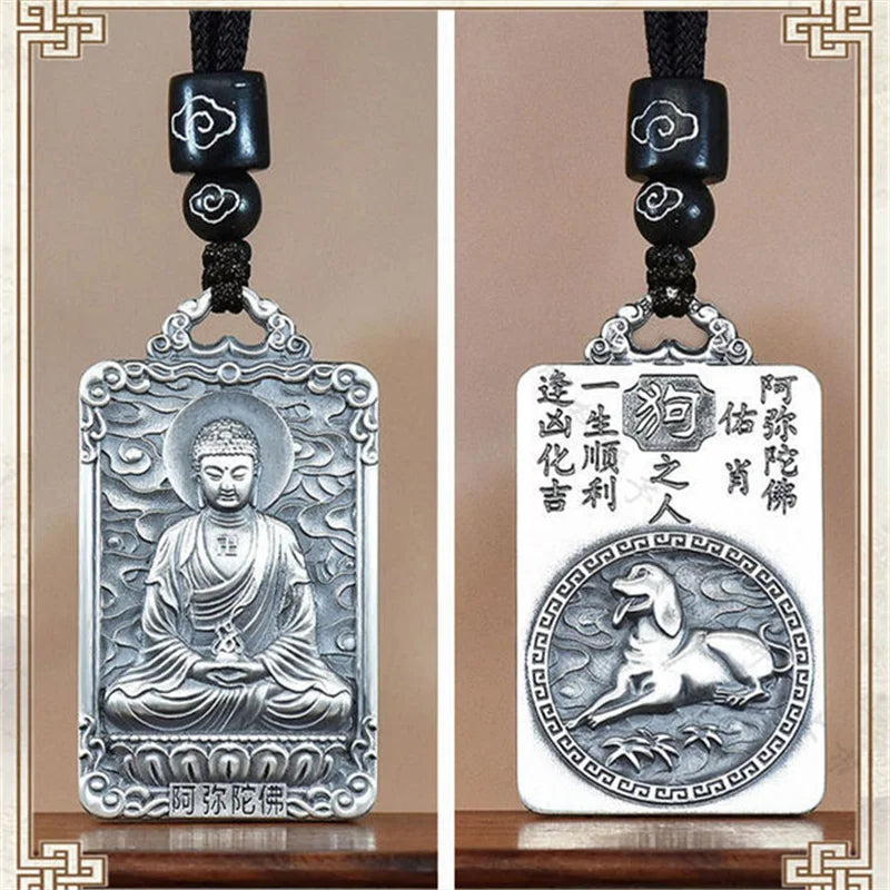 Eight Patronus Buddha Tathagata Avalokitesvara Amitabha Necklace Male Jewelry Zodiac Pendant Necklace For Women Men Amulet