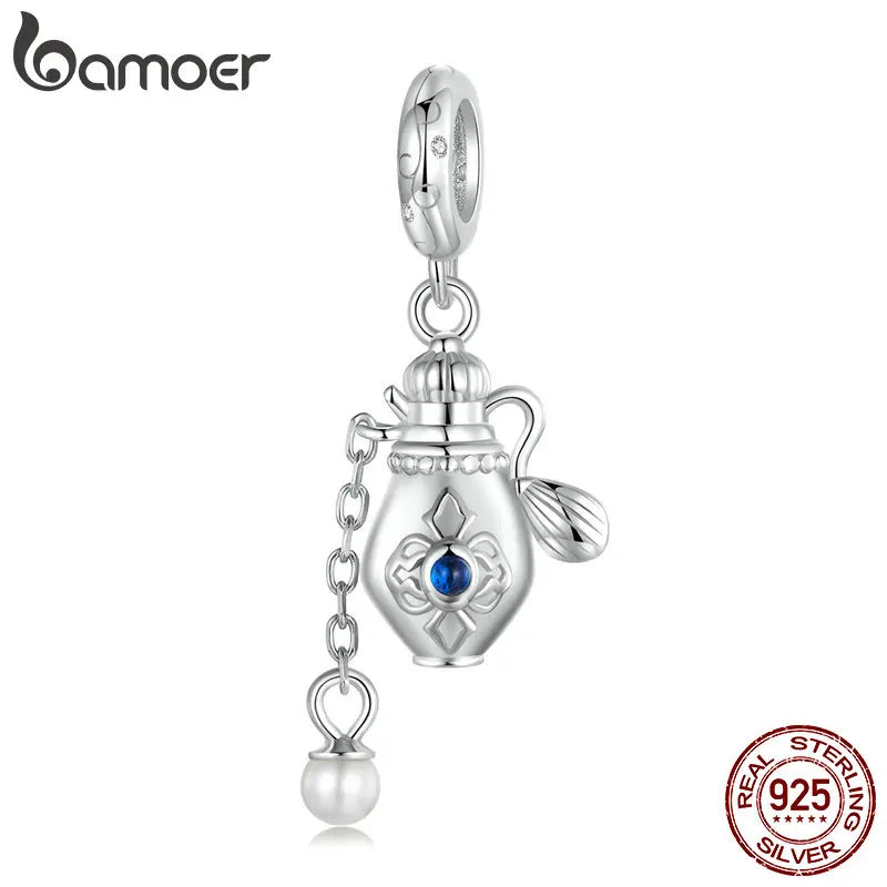 BAMOER Anhänger aus massivem 925er Sterlingsilber im Vintage-Stil für Parfümflaschen, passend für originale Armbänder, DIY-Bamoer-Charm zur Schmuckherstellung