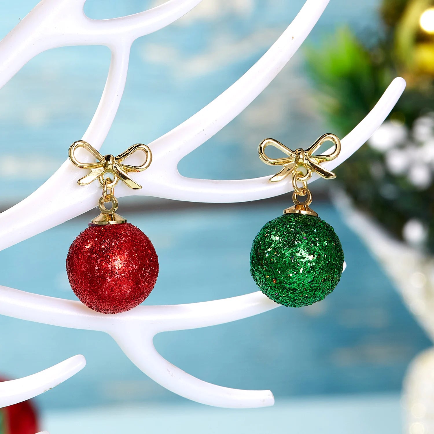 Merry Christmas Green Red Round Ball Earrings For Women Sequins Bulb Snowflake Stars Dangle Earring New Year Festival Jewelry