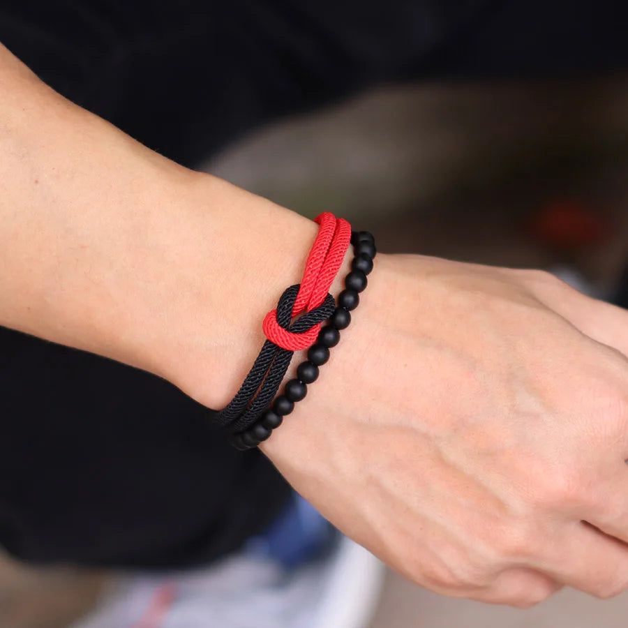 8 Styles Men Bracelet Set 2Pcs/Pair Grade A 4mm Bicolor Lucky Chinese Knot Cord Chain Braclet Pulseria Hombre Ukrainian Braslet