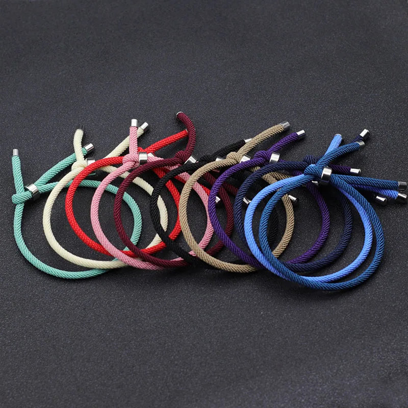Bracelet en corde porte-bonheur pour homme et femme, 100 % acier inoxydable, résistant à la lumière, réglable, pour couple, amitié