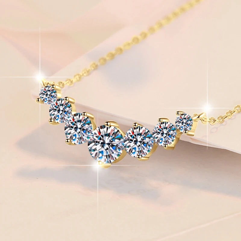 U-Smile Moissanite Necklace D VVS1 for Women D Color Sparkling Lab Diamon Luxury Necklaces 925 Sterling Silver GRA Certified