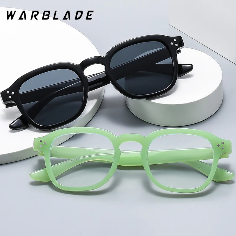 Fashion Vintage Rivet Oval Sunglasses Women Men Luxury Luxury Brand Design Leopard Sun Glasses Anti Blue Light Eyeglasses Frame