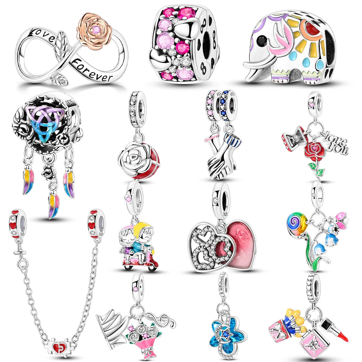 2024 Charm 925 Sterling Silber Rose Liebe Hand in Hand Valentinstag Perlen Fit Original Armband Schlangenkette Perlen Frauen Geschenk