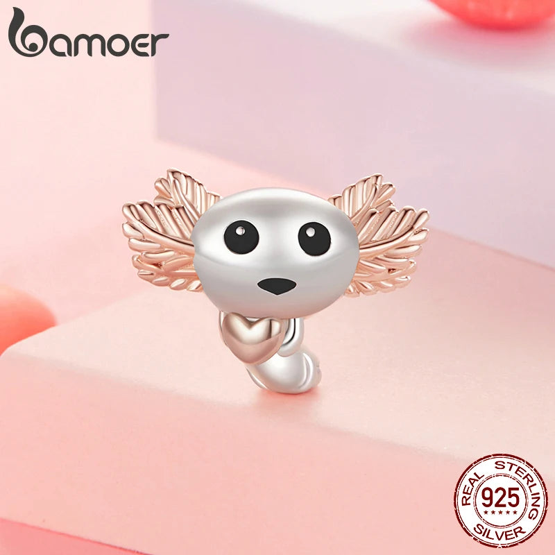 BAMOER Solid 925 Sterling Silver Cute Salamander Charm Bead fit Original Bracelet & Necklaces Jewelry DIY bamoer Animal Charm