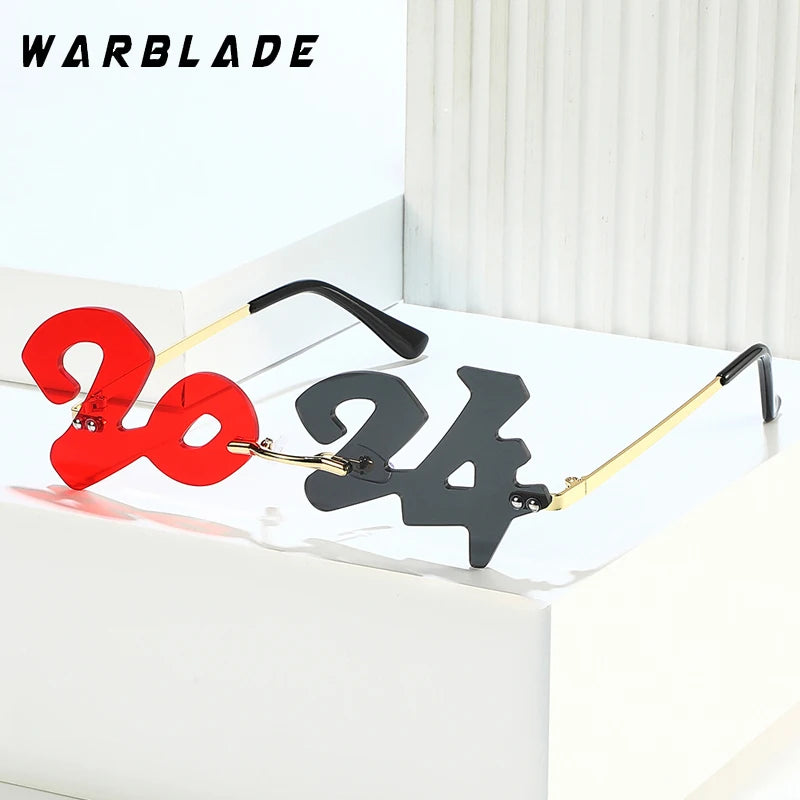 2024 New Shape Retro Sunglasses Women Men Rimless Shades Colorful Fashion Eyewear Luxury Party Hip Hop Sun Glasses UV400 Female