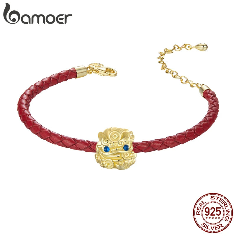 BAMOER Solid 925 Sterling Silver Fabulous Wild Beast Charm Bead fit Original Bracelet & Necklaces Jewelry DIY bamoer pixiu Charm