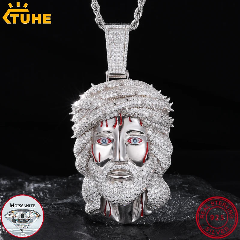 TUHE Unisex Jesus Pendant 925 Silver Ice Out Moissanite Pendant For Men Hip Hop Jewelry Gifts - Madeinsea©