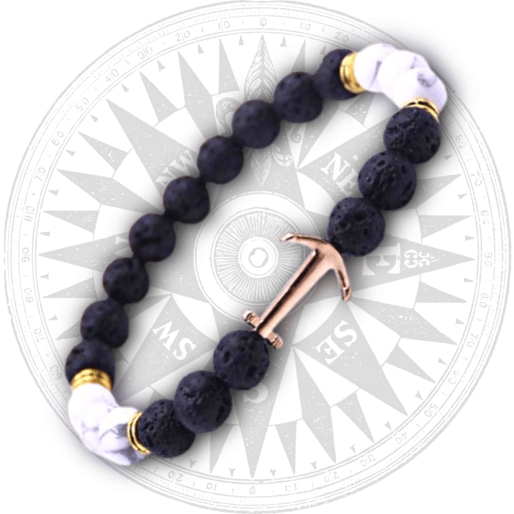 Anchor Bracelet Lava Stone
