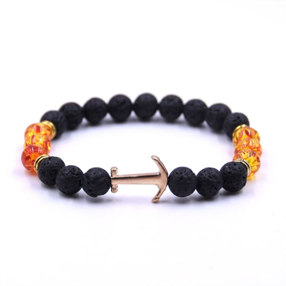 Anchor Bracelet Lava Stone - Orange