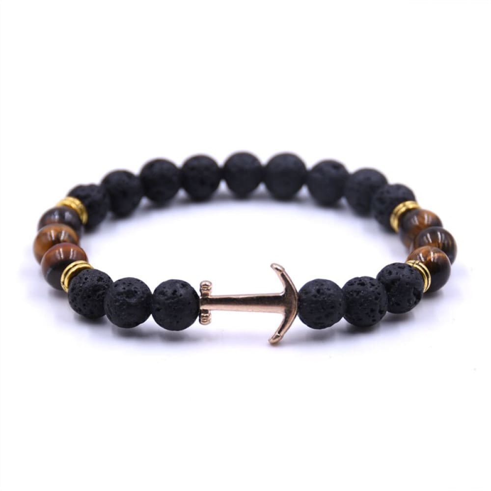Anchor Bracelet Lava Stone - Tiger eye