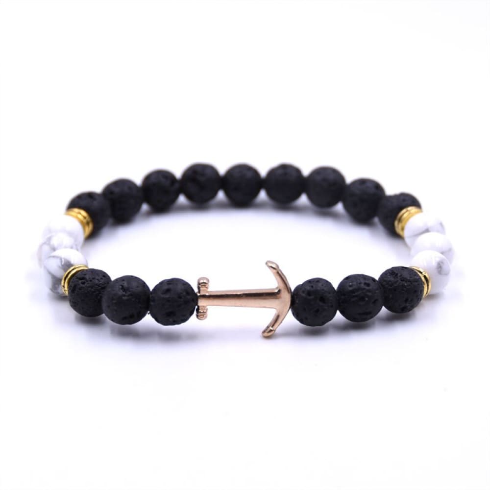 Anchor Bracelet Lava Stone - White