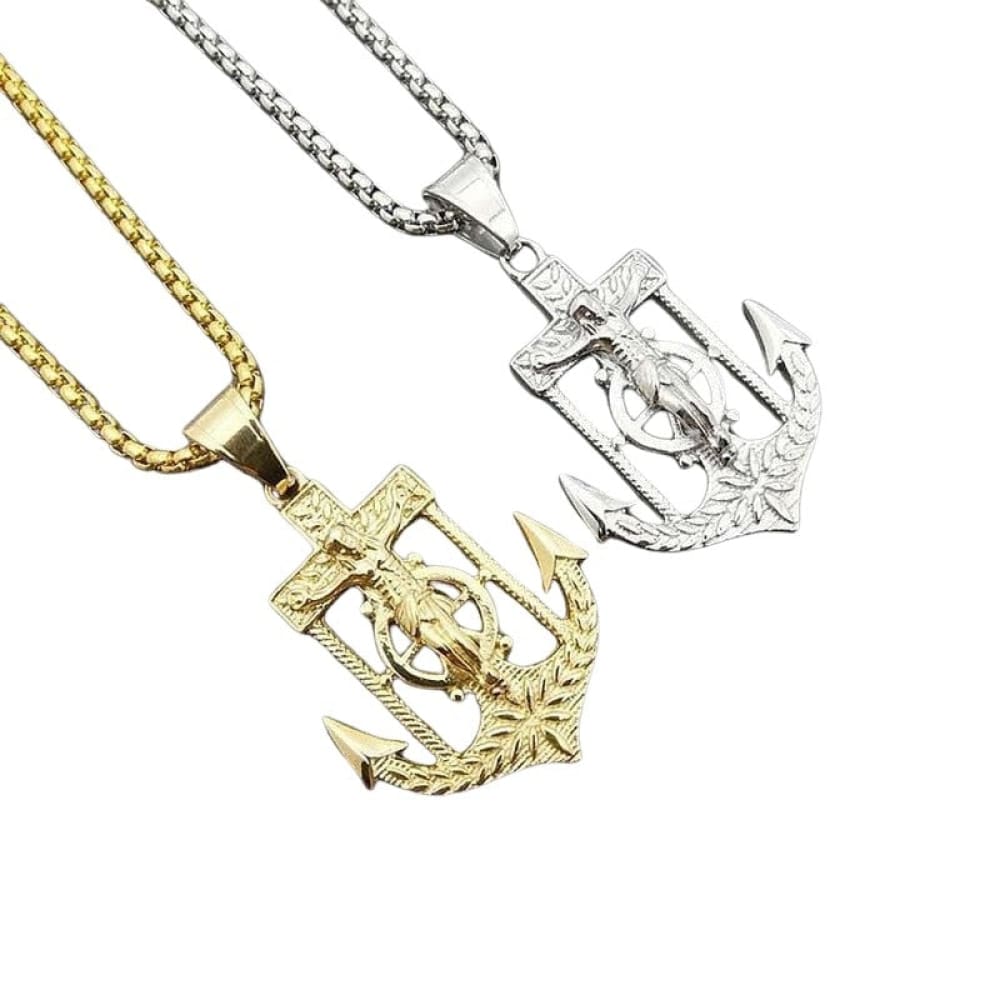 Anchor Jesus Necklace