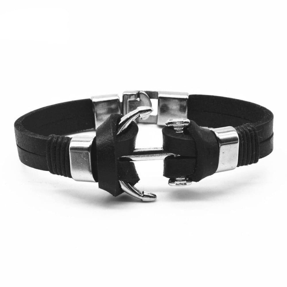 Anchor Leather Bracelet
