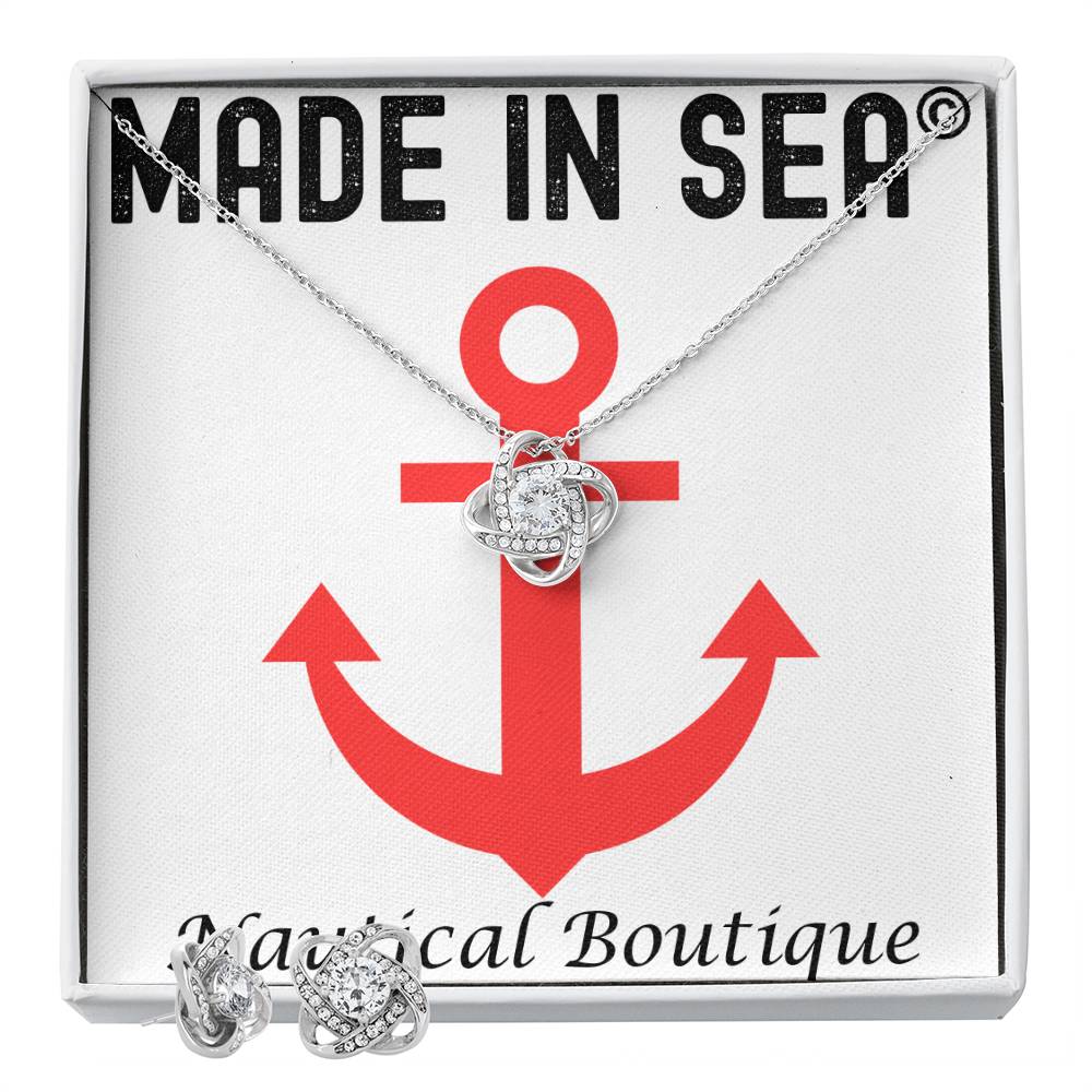 Love Knot Earring & Necklace Set with Customizable Message Card - Madeinsea©