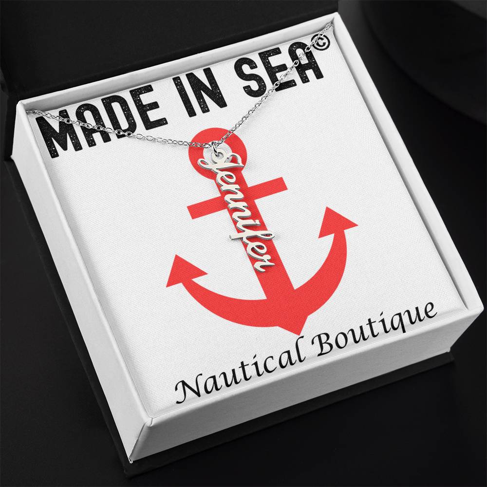 Personalized Vertical Name Necklace with Custom Message Card - Madeinsea©