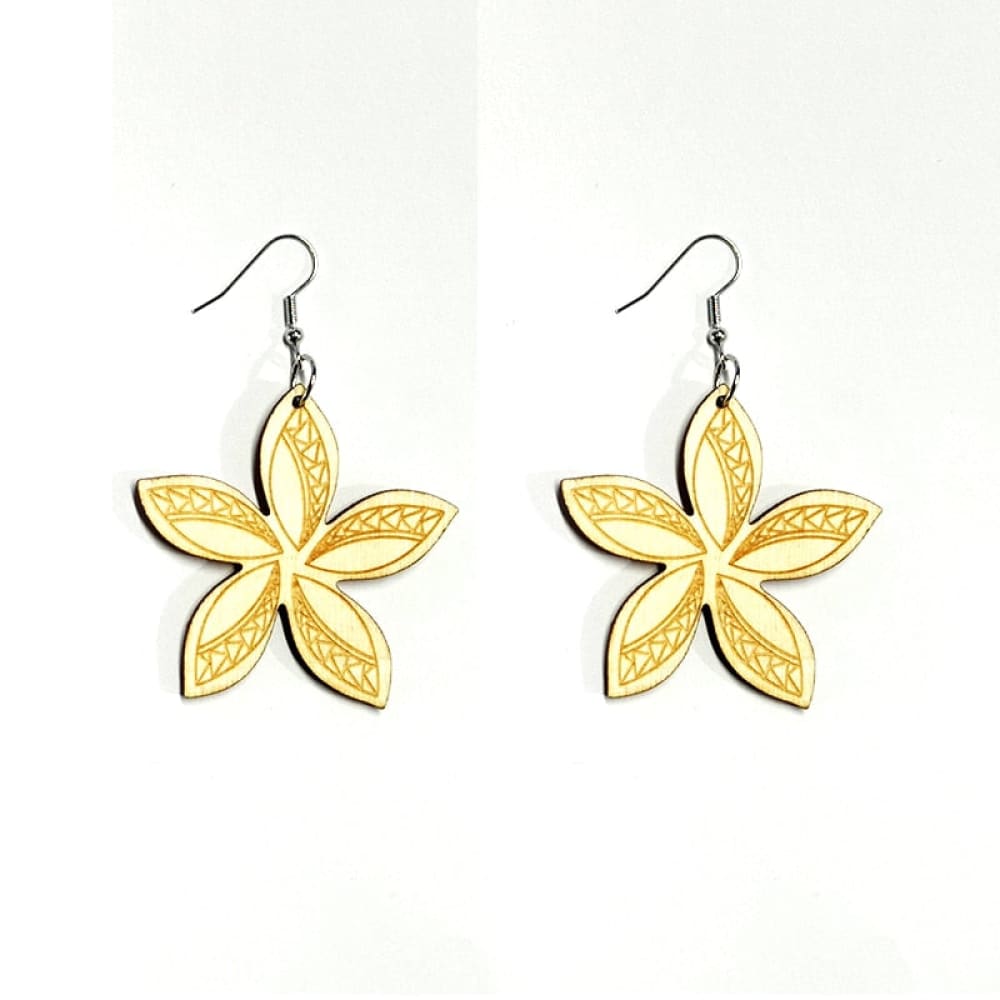Beach Flower Wood Earrings