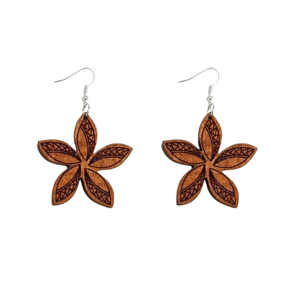 Beach Flower Wood Earrings