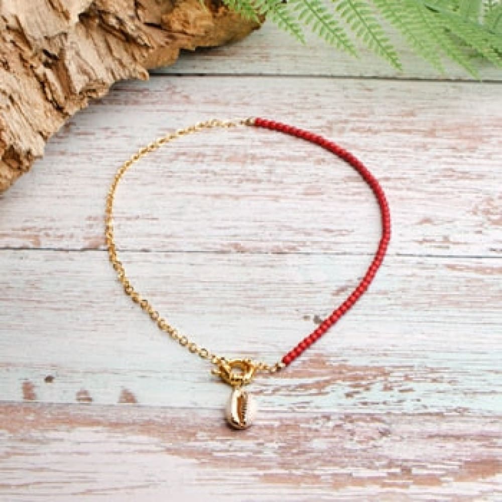 Beaded Cowrie Shell Necklace