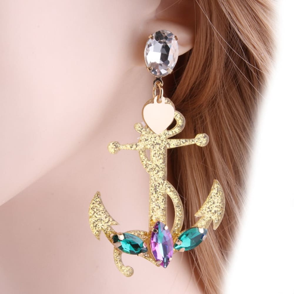Big Drop Anchor Earrings