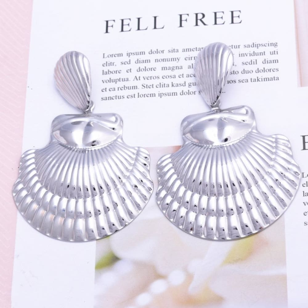 Big Metal Shell Earrings