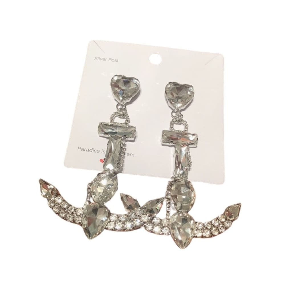 Big Rhinestone Anchor Earrings
