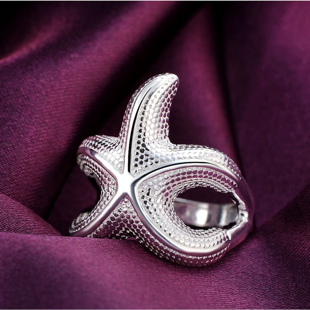 Big Silver Starfish Ring