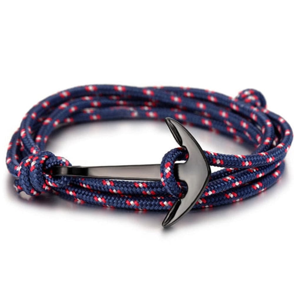 Black Anchor Bracelet - Navy