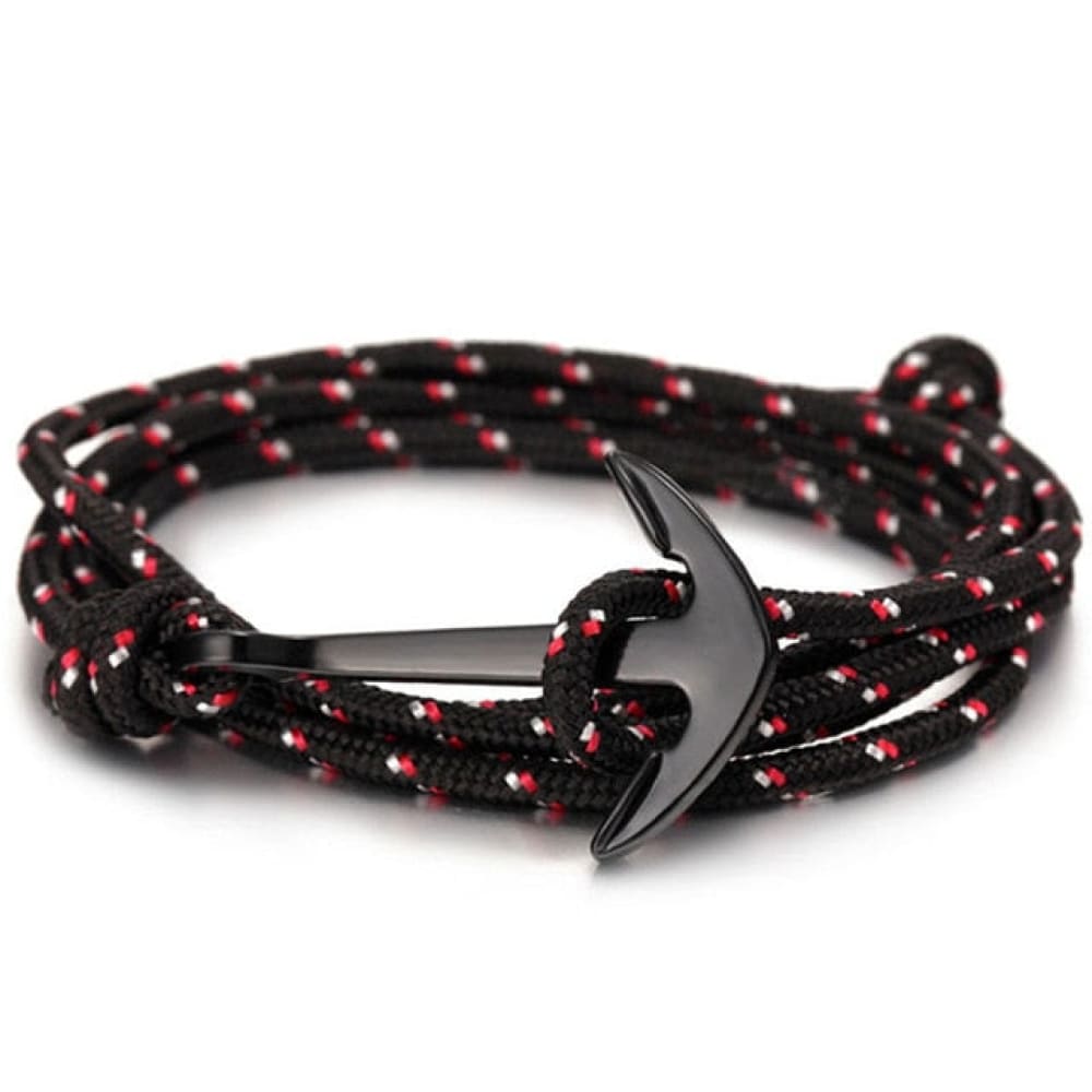 Black Anchor Bracelet - Black & Red